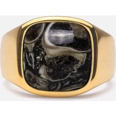 Ix cushion signet ring IX Studios Guldbelagt Ring Cushion Signet Turtle Agate