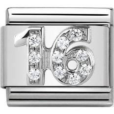 Nomination Composable Classic Link Number 16 Charm - Silver/Transparent