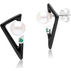 Emerald Earrings Gemondo Grand Deco Enamel, Emerald & Pearl Retro Earrings