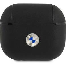 BMW Høretelefoner BMW Case BMA3SSLBK Apple AirPods 3 cover black/black Geniune Leather Silver Logo