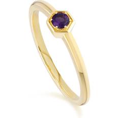 Gemondo Honeycomb Inspired Amethyst Solitaire Ring in 9ct