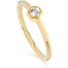 Honeycomb Inspired Topaz Solitaire Ring in 9ct