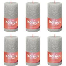 Beige Candles Bolsius Rustic Pillar Shine 4 pcs 130x68 mm Sandy Grey Candle