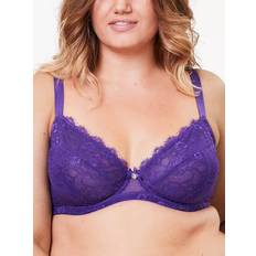 Florals - Purple Underwear Oola Lace & Logo Non-Padded Underwired Bra - Purple