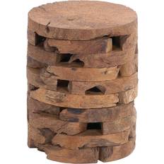 Zimlay Teak Wood Segment Round Foot Stool 18"