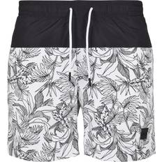 Herren - Polyamid Badehosen Urban Classics Low Block Pattern Swim Shorts - Jungle Pattern/Black