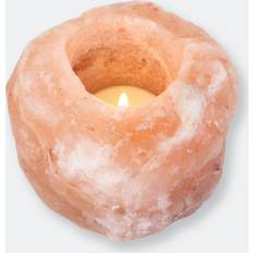 Pink Candle Holders Something Different Single Himalayan Salt (One Size) (Pink) Candle Holder