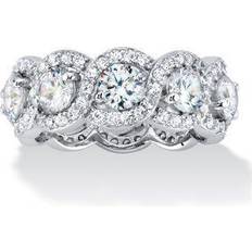 925 silver ring PalmBeach 4.60 TCW Cubic Zirconia Halo Crossover Eternity Ring in Platinum over .925 Sterling