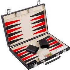 Backgammon Deluxe Wooden Backgammon Game in Leatherette Covered Case