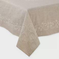 Linen Tablecloths Saro Lifestyle Augustine Swirl Tablecloth Beige (264.16x170.18)