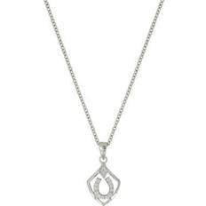 Montana Silversmiths Shielded in Horseshoes Necklace - Silver/Transparent