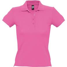 Pink Polo Shirts Sol's Women's People Pique Short Sleeve Cotton Polo Shirt - Orchid Pink