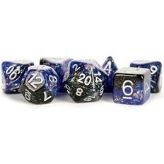 Eternal Blue Black Polyhedral Resin 16mm Rollespils Terning Sæt Metallic Dice Games