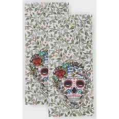 Fiesta Skull & Vine Kitchen Towel Multicolor, White