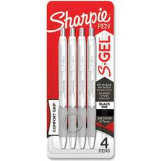 Sharpie S-Gel Pen White Barrel Medium Point 0.7mm Black Ink 4 Pack