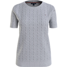 Tommy Hilfiger Cable Knit Short Sleeve Sweater - Grey