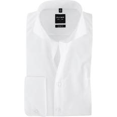 Olymp Clothing Olymp Level Five Shirt Wit Body-Fit Double Cuff