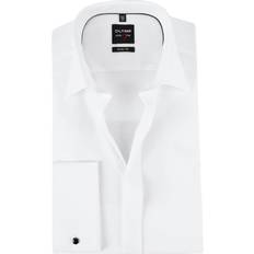 Herren - Leinen Oberteile Olymp Hemd Slim Fit - Weiß