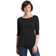 District DM107L Women's Perfect Weight 3/4-Sleeve Top in Jet Cotton