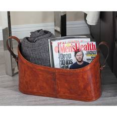 21" Brown Leather Rustic Magazine Holder By Ivory And Iris Michaels Brown 21"