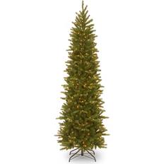 Christmas Decorations National Tree Company 7.5' Feel Real Grande Fir Pencil Slim Hinged Tree with 350 Clear Lights Christmas Tree 90"