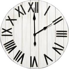 Wall Clocks Elegant Designs Handsome Rustic Farmhouse Wood Wall Clock, White, HG2004-WWH Wall Clock