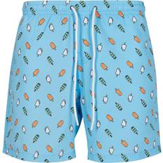 Polyester Badehosen Urban Classics Pattern Swim Shorts - Lightblue/Ice