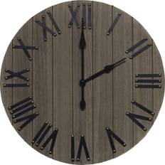 Wall Clocks Elegant Designs 21 in. Rustic Gray Rustic Farmhouse Wood Wall Wall Clock