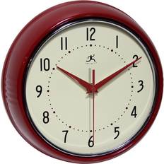 9.5" Wall Clock, Red Metal Retro