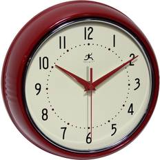 Infinity Instruments 9.5" Wall Clock, Red Metal Retro Wall Clock