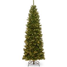 Christmas Decorations National Tree Company 7.5' North Valley Spruce Pencil Slim Hinged with Lights Christmas Tree 90"