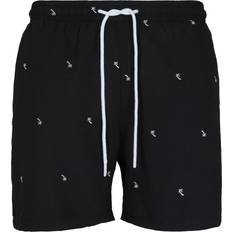 3XL Badehosen Urban Classics Embroidery Swim Shorts - Black/Palmtree