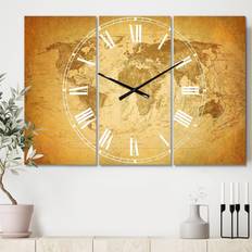 Clocks Design Art Traditional 3 Panels Metal Wall Wall Clock