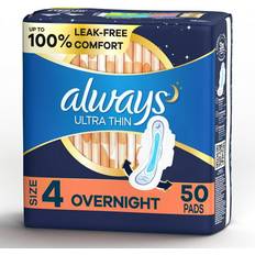 Overnight pads with wings Always Ultra Thin Size 4 Overnight Pads With Wings 50-pack