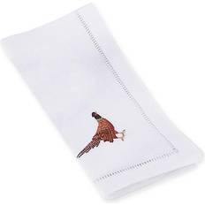 Saro Lifestyle Embroidered Pheasant Napkins in White Cloth Napkin White (41.91x30.48cm)