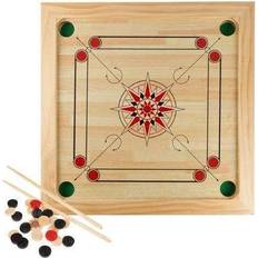 Board game table Hey! Play! 80-CROK Carrom Board Game Classic Strike & Pocket Table Game with Cue Sticks