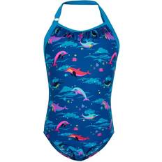 Elastan Badeanzüge Color Kids Girls Swimsuit With Headband - Blau