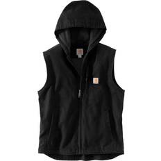 Black Vests Carhartt Relaxed Fit Washed Duck Fleece-Lined Hooded Vest