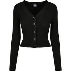 Urban Classics Ladies Short Rib Knit Cardigan - Black