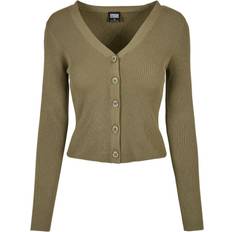 Urban Classics Ladies Short Rib Knit Cardigan - Khaki