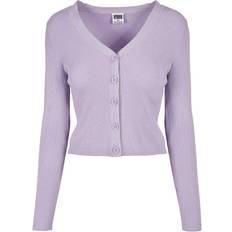 Lila Cardigans Urban Classics Ladies Short Rib Knit Cardigan - Lilac