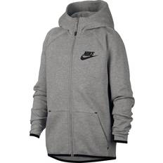 Nike Kid's Hoodie Tech Fleece Essentials FZ - Dark Grey Heather/Black (AR4020-063)