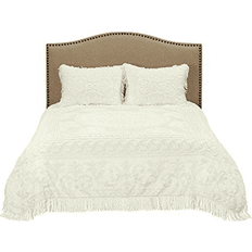 Beatrice Home Fashions Medallion Chenille Bedspread White, Beige (299.72x)
