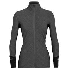 Icebreaker Dame Jakker Icebreaker Women's Real Fleece Merino Descender Long Sleeve Zip Jacket - Jet heather/Black