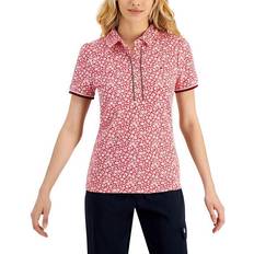 Florals - Women Polo Shirts Tommy Hilfiger Women's Puff-Sleeve Polo Top - Scarlet Multi