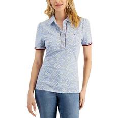 Florals - Women Polo Shirts Tommy Hilfiger Women's Puff-Sleeve Polo Top - French Blue Multi