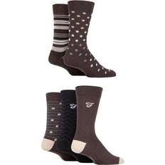 FARAH Patterned Striped and Argyle Cotton Men's Socks 5-pack - Pattern Brown