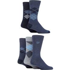 FARAH Patterned Striped and Argyle Cotton Men's Socks 5-pack - Argyle Denim