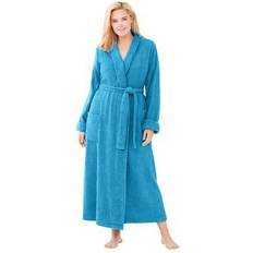 Blue Robes Plus Women's Long Terry Robe by Dreams & Co. in Paradise (Size 1X)