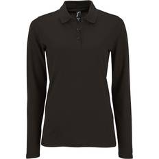 Cotton - Women Polo Shirts Sol's Women's Perfect Long Sleeve Pique Polo Shirt - Black